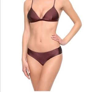 Metallic triangle bikini top & Low-rise bottom.New
